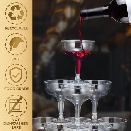 Imagem de Copos Champagne Coupe Zopeal 150 ml de plástico 30 unidades empilháveis