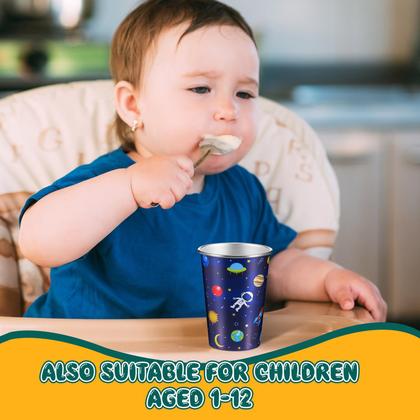 Imagem de Copos de aço inoxidável Jingmore 12 onças para meninos, pacote com 4