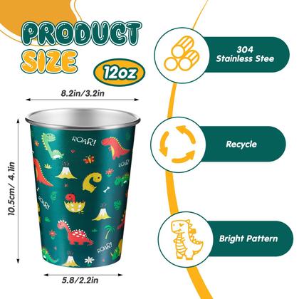Imagem de Copos de aço inoxidável Jingmore 12 onças para meninos, pacote com 4