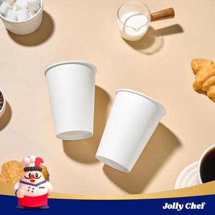 Imagem de Copos de café de papel JOLLY CHEF 350ml, pacote com 100 unidades, descartáveis, brancas