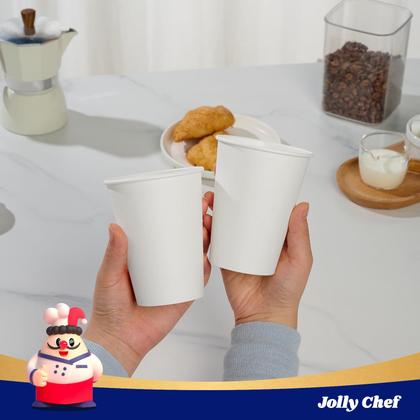 Imagem de Copos de café de papel JOLLY CHEF 350ml, pacote com 100 unidades, descartáveis, brancas