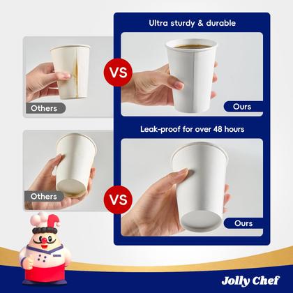 Imagem de Copos de café de papel JOLLY CHEF 350ml, pacote com 100 unidades, descartáveis, brancas