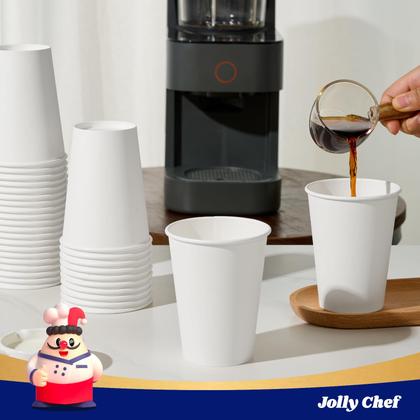Imagem de Copos de café de papel JOLLY CHEF 350ml, pacote com 100 unidades, descartáveis, brancas