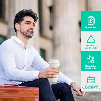 Imagem de Copos de café de papel JOLLY PARTY de 16 onças pacote com 50 com tampas e mangas