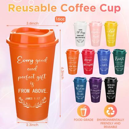 Imagem de Copos de café de plástico reutilizáveis Skylety, pacote com 20, 470 ml, multicoloridos