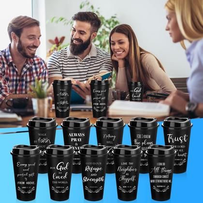 Imagem de Copos de café de plástico Skylety com 60 pacotes de 470 ml com tampas pretas