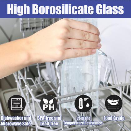 Imagem de Copos de café de vidro Icesip 600 ml com tampas e canudos, conjunto de 4