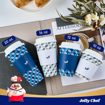 Imagem de Copos de café descartáveis JOLLY CHEF 350mL com tampas, pacote com 100
