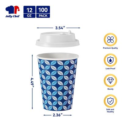 Imagem de Copos de café descartáveis JOLLY CHEF 350mL com tampas, pacote com 100