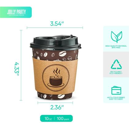 Imagem de Copos de café descartáveis JOLLY PARTY 300mL (pacote de 100) com tampas