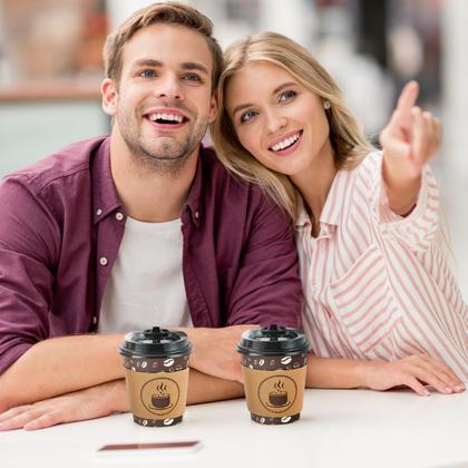 Imagem de Copos de café descartáveis JOLLY PARTY 300mL (pacote de 100) com tampas