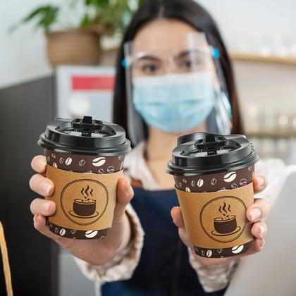 Imagem de Copos de café descartáveis JOLLY PARTY 300mL (pacote de 100) com tampas