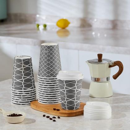 Imagem de Copos de café descartáveis JOLLY PARTY 350mL com tampas 100 conjuntos