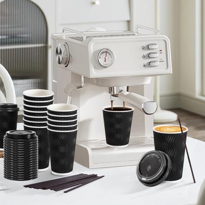 Imagem de Copos de café descartáveis Lamosi 500mL, pacote com 50 tampas e canudos