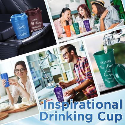 Imagem de Copos de café Skylety Bible Verse, 16 onças, reutilizáveis, 20 pacotes de plástico
