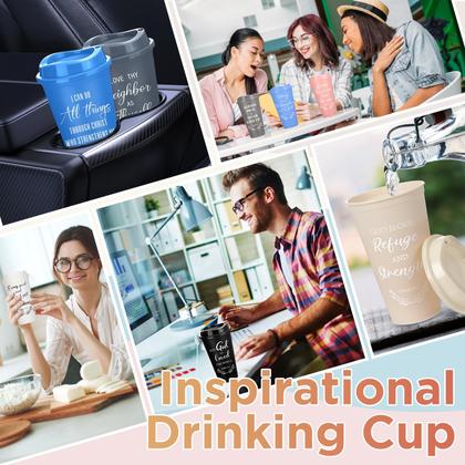 Imagem de Copos de café Skylety Bible Verse, 16 onças, reutilizáveis, 20 pacotes de plástico