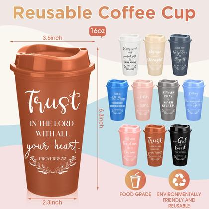 Imagem de Copos de café Skylety Bible Verse, 16 onças, reutilizáveis, 20 pacotes de plástico