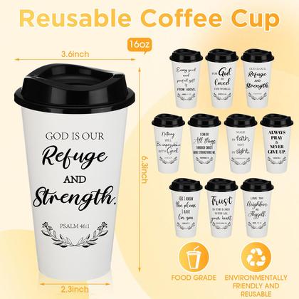 Imagem de Copos de café Skylety Bible Verse, 16 onças, reutilizáveis, pacote com 20 unidades, brancos