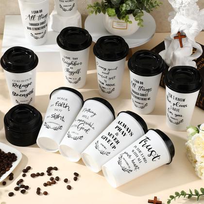 Imagem de Copos de café Skylety Bible Verse, 16 onças, reutilizáveis, pacote com 20 unidades, brancos