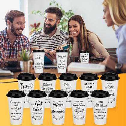 Imagem de Copos de café Skylety Bible Verse, 16 onças, reutilizáveis, pacote com 20 unidades, brancos