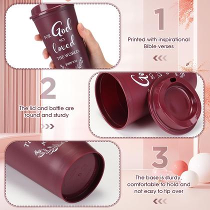 Imagem de Copos de café Skylety Bible Verse, 16 onças, reutilizáveis, pacote com 20 unidades, cor de vinho