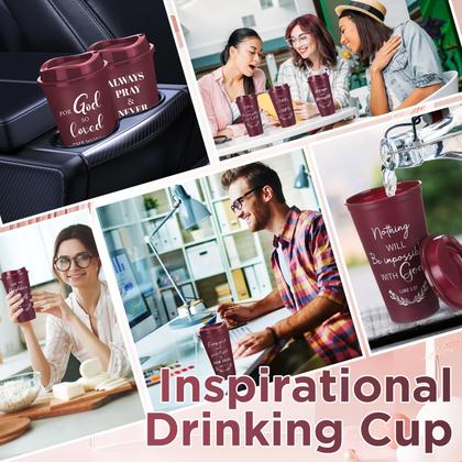 Imagem de Copos de café Skylety Bible Verse, 16 onças, reutilizáveis, pacote com 20 unidades, cor de vinho
