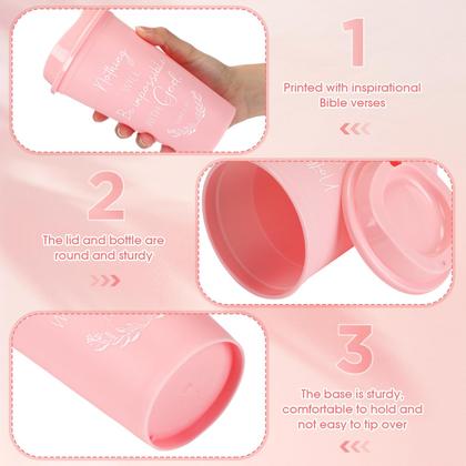 Imagem de Copos de café Skylety Christian 16 onças reutilizáveis com tampas x40 rosa