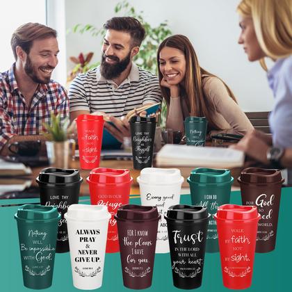 Imagem de Copos de café Skylety Christian 16 onças reutilizáveis com tampas x40