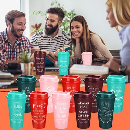 Imagem de Copos de café Skylety Christian 16 onças reutilizáveis com tampas x60