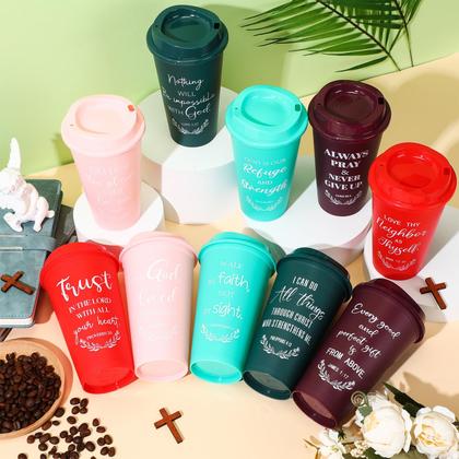 Imagem de Copos de café Skylety Christian 16 onças reutilizáveis com tampas x60