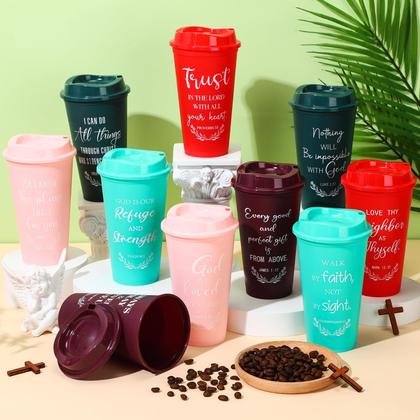 Imagem de Copos de café Skylety Christian 16 onças reutilizáveis com tampas x60