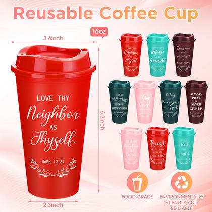 Imagem de Copos de café Skylety Christian 16 onças reutilizáveis com tampas x60