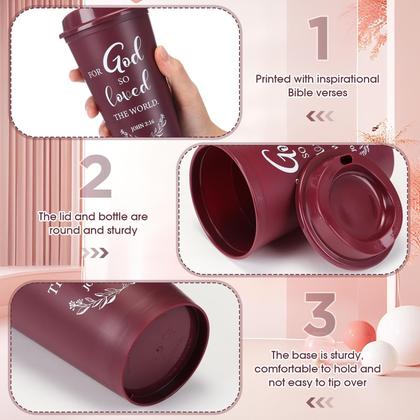 Imagem de Copos de café Skylety, pacote com 60, 473 ml, reutilizáveis, versículos bíblicos, cor de vinho