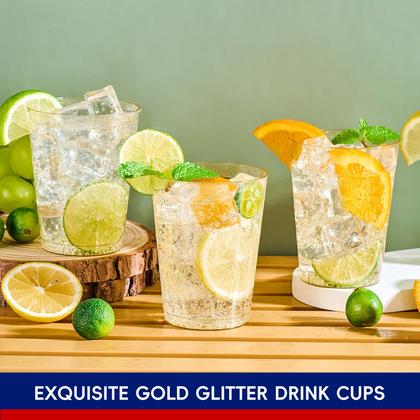 Imagem de Copos de festa de plástico JOLLY CHEF, 10 onças Gold Glitter, pacote x200