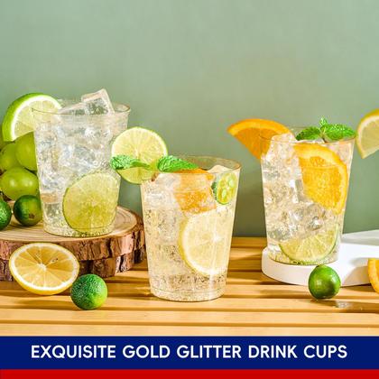 Imagem de Copos de festa de plástico JOLLY CHEF 10oz Gold Glitter x100