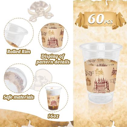 Imagem de Copos de festa descartáveis Magic Castle TEASIK 16 onças (60 peças)