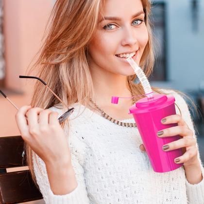 Imagem de Copos de palha de néon Zubebe 12 onças com zíper e tampas (18 unidades)