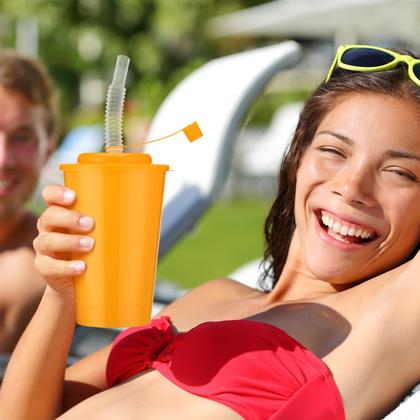 Imagem de Copos de palha de néon Zubebe 12 onças com zíper e tampas (18 unidades)