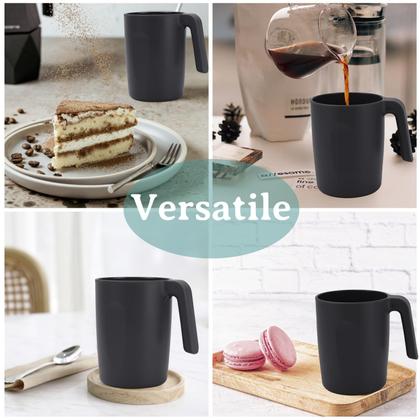 Imagem de Copos de palha de trigo Wrova 480 ml com alças, conjunto de 6 crianças pretas