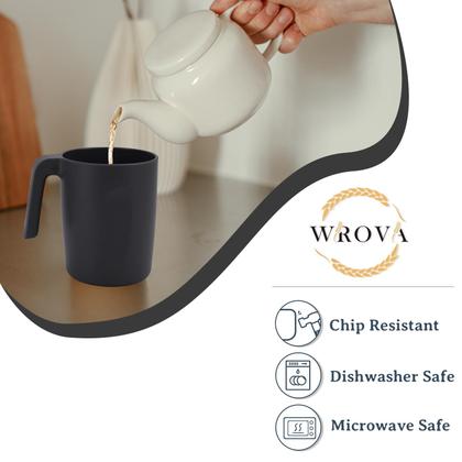 Imagem de Copos de palha de trigo Wrova 480 ml com alças, conjunto de 6 crianças pretas