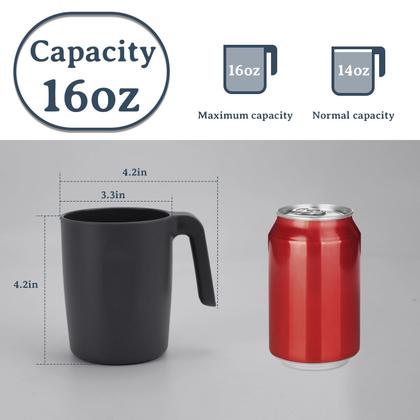 Imagem de Copos de palha de trigo Wrova 480 ml com alças, conjunto de 6 crianças pretas