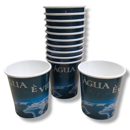 Imagem de Copos De Papel Água É Vida 120ml Biodegradável - Kit c/ 50 Unid