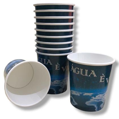 Imagem de Copos De Papel Água É Vida 120ml Biodegradável - Kit c/ 50 Unid