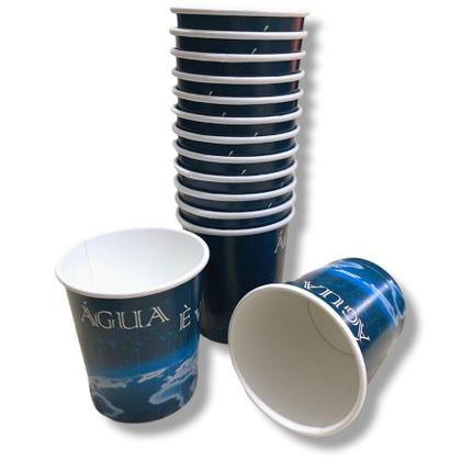 Imagem de Copos De Papel Água É Vida 120ml Biodegradável - Kit c/ 50 Unid