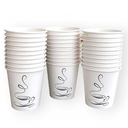 Imagem de Copos De Papel Branco 100ml Térmico P/ Café Decorado - Kit c/ 100 Unidades