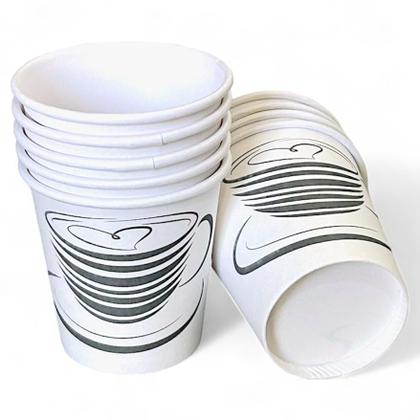 Imagem de Copos De Papel Branco 100ml Térmico P/ Café Decorado - Kit c/ 1000 Unidades