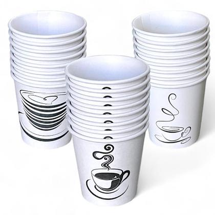 Imagem de Copos De Papel Branco 100ml Térmico P/ Café Decorado - Kit c/ 1000 Unidades