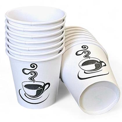 Imagem de Copos De Papel Branco 100ml Térmico P/ Café Decorado - Kit c/ 360 Unidades