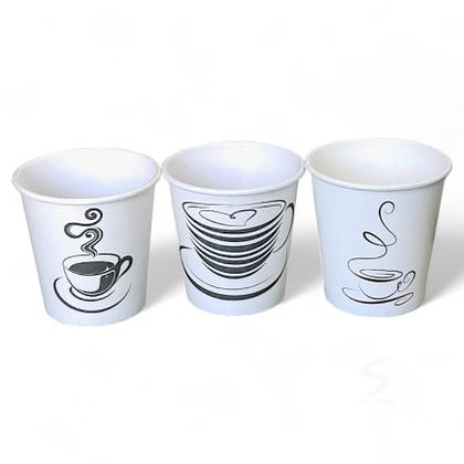 Imagem de Copos De Papel Branco 100ml Térmico P/ Café Decorado - Kit c/ 360 Unidades