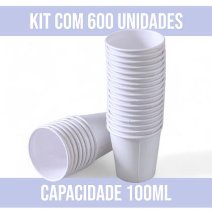 Imagem de Copos De Papel Café Chá 100Ml Branco Biodegradável Kit c/ 600 Unid
